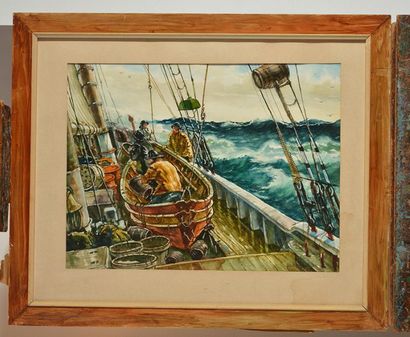 null GRAY, Jack Lorimer (1927-1981)
On a fiching boat
Watercolour
Signed and dated...