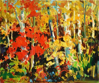 null CÔTÉ, Bruno (1940-2010)
Trees in the fall
Oil on canvas
Signed on the lower...