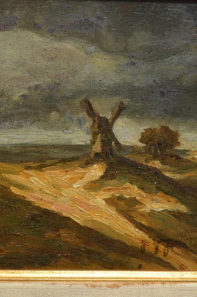 null JOHNSTONE, John Young (1887-1930)
"Windmill in Holland"
Huile sur panneau de...