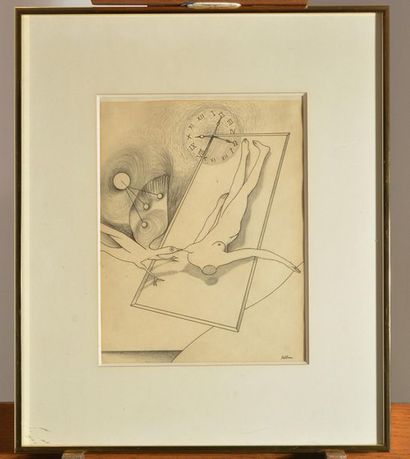 null PELLAN, Alfred (1906-1988)
"L'heure rapace"
Mine de plomb sur papier
Signée...