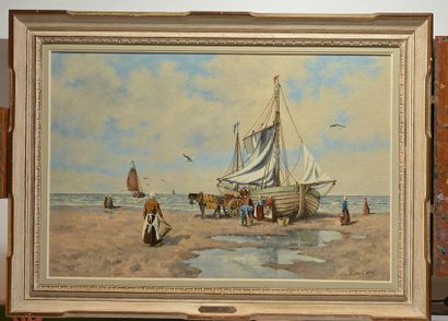 null ARTS, Alexis (1940-)
"De Visvanqst Scheveningen, Holland"
Oil on canvas
Signed...