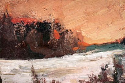 null ROSAIRE, Arthur Dominique (1879-1922)
"Paysage au nord de Mtl."
(Verso: paysage)
Huile...