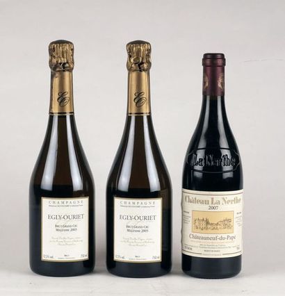 null Egly-Ouriet Brut Grand Cru 2003 Château La Nerthe 2007 - 3 bouteilles