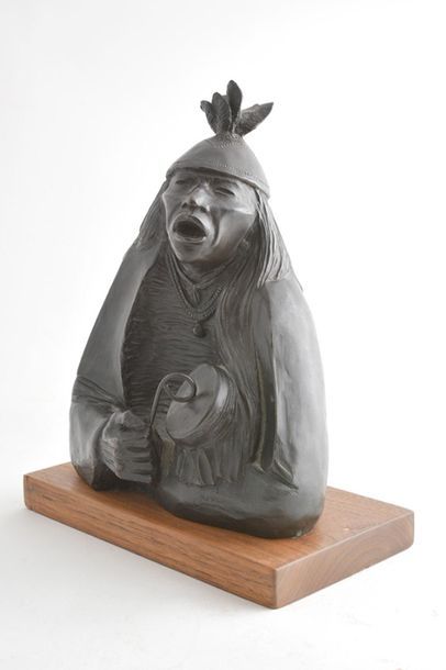 null HOUSER, Allan Houzous (1914-1994)
"War Song"
Bronze sculpture on a wooden base
Signed,...