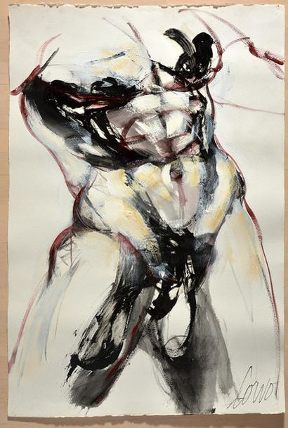 null CORNO, Joanne (1952-2016)
Torse masculin
Acrylique sur papier
Signée en bas...