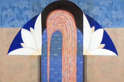 null VENOR, Robert (1931 - 2014)
'' Fountain Temple'', 1985
Acrylique sur toile
Signée,...