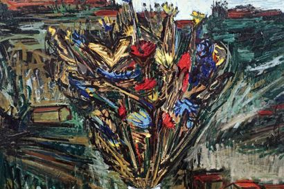 null KISCHKA, Isis (1908-1973)
"Bouquet en plein air"
Oil on canvas
Signed on the...