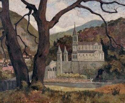 null BELANGER, Octave (1886-1972)
"Lourdes"
Oil on canvas
Signed on the lower left:...