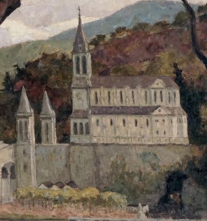 null BELANGER, Octave (1886-1972)
"Lourdes"
Oil on canvas
Signed on the lower left:...