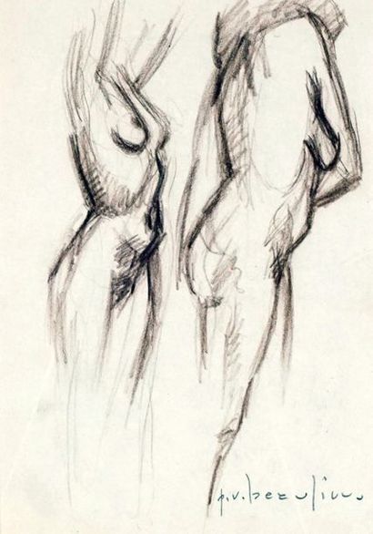 null BEAULIEU, Paul Vanier (1910-1996)
Sketch (Nudes)
Charcoal on paper
Signed on...