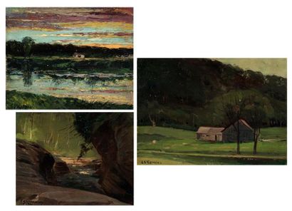 null SAINT-CHARLES, Joseph (1868-1956)
Paysages
Suites de 3 huiles sur panneau
Signées...
