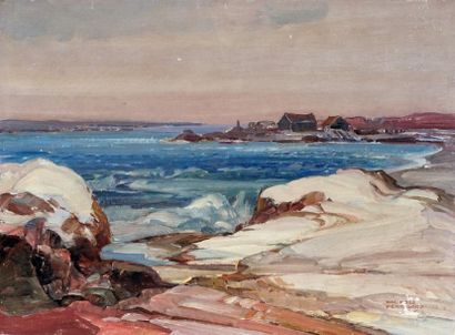 null PERRIGARD, Hal Ross (1891-1960)
"Snowbound coast"
Huile sur panneau
Signée en...
