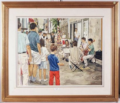 null LAPENSÉE, Michel (1947-)
"Vivaldi dans la rue", 1986
Oil on canvas
Signed and...