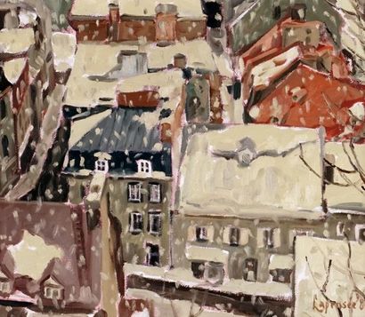null LAPENSÉE, Michel (1947-)
"Jour de neige", 1986
Acrylique sur toile
Signée et...