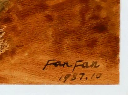 null FAN FAN (actif XXe)
Élégantes
Aquarelle
Signée et datée en bas à droitet:
Fan...