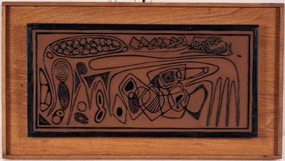 null HUET, Jacques (1932-)
Untitled
Set of two sculpted wood low-reliefs
Signed on...