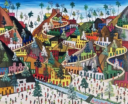 null DUFFAUT, Préfète (1923-2012)
Village
Acrylic on isorel
Signed on the lower right...