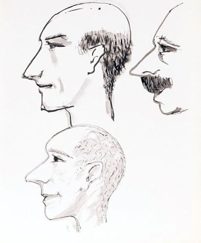 null BEAULIEU, Paul Vanier (1910-1996)
Three portraits 
Ink on paper
28x20cm - 11x8"...