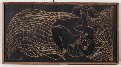 null HUET, Jacques (1932-)
Reclining women
Set of three sculpted wood low-reliefs
Signed...