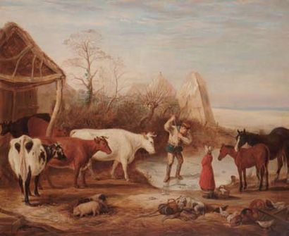 WEBB, William (1780-1846) Le briseur de glace Huile sur toile Signée et datée en...