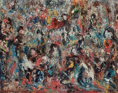 GERVAIS, Lise (1933-1998) «Le pot-pourri de couleurs» Huile sur toile Signée, datée...