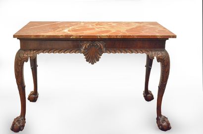 null IRISH PIER TABLE, circa 1750
A rectangular carved mahogany marble-top pier console...