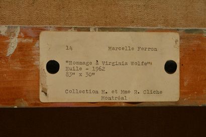 null FERRON, Marcelle (1924-2001) 
"Hommage à Virginia Wolfe"
Huile sur toile
Signée...