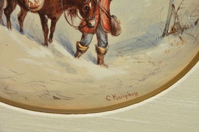 null KRIEGHOFF, Cornelius David (1815-1872)
"Le voyageur"
Aquarelle sur papier
Signée...