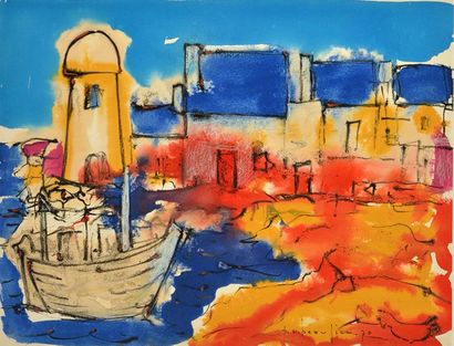 null BEAULIEU, Paul Vanier (1910-1996) 
Harbour
Watercolour 
Signed and dated on...