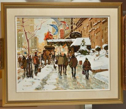 null BRUNONI, Serge (1939-) 
"Montréal, le Ritz Carlton, rue Sherbrooke Ouest" 
Oil...