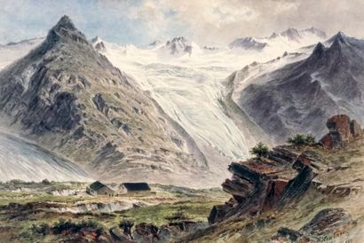 null HEUBNER, Hermann Ludwig (1843-1915)
Glacier dans le fjord
Aquarelle
Signée et...