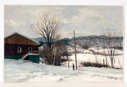 null ARTS, Dorus (1901-1961)
Maison, hiver
Huile sur carton
Signée en bas à droite:...