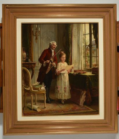 null WEISS, Géo (1861-1929)
The music lesson
Oil on board
Signed on the lower right:...