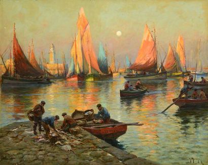 null MARONIEZ, Georges Philibert Charles (1865-1933)
Fishing harbour at dawn
Oil...