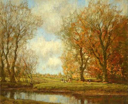 null GORTER, Arnold Marc (1866-1933)
Pâturage au bord de la rivière, automne
Huile...
