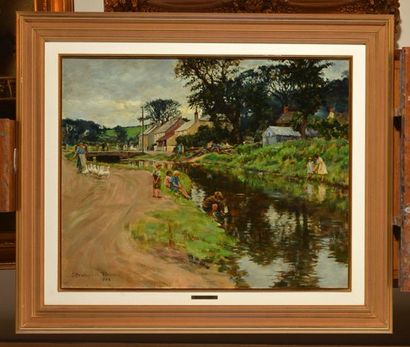null FORBES, Stanhope Alexander (1857-1947)
Children playing by the river
Oil on...