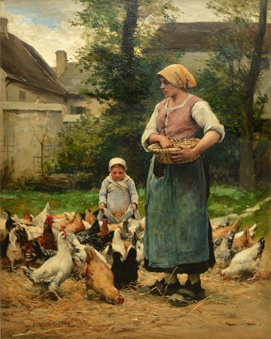 null DUPRÉ, Julien (1851-1910)
Fermière et poules
Huile sur toile
Signée en bas à...