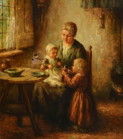 null BOUTER, Cornelius Wouter (1888-1966)
"Baby's birthday"
Oil on canvas
Signed...