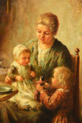 null BOUTER, Cornelius Wouter (1888-1966)
"Baby's birthday"
Oil on canvas
Signed...