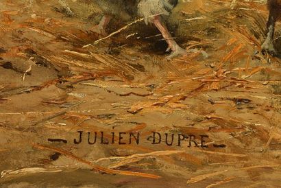 null DUPRÉ, Julien (1851-1910)
Fermière et poules
Huile sur toile
Signée en bas à...