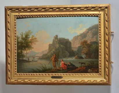 null WALLAERT, Pierre Joseph (1753-1812)
 A river landscape with fishermen by the...
