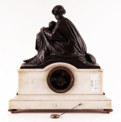null ROBLIN À PARIS
Bronze MANTEL CLOCK decorated with a young draped mother holding...