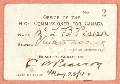 null LESTER B. PEARSON
Set of various official papers having belonged or issued by...