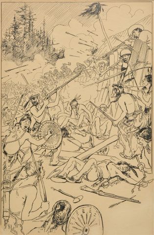 null JULIEN, Henri Octave (1852-1908)
Untitled (siege)
Ink on paper
Signed on the...