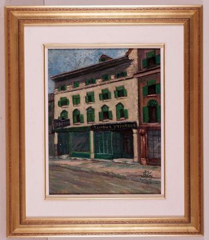 null JUTRAS, Joseph (1894-1972)
Office from the Banque d'Épargne, Montreal
Oil on...