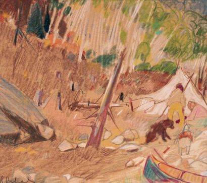 null RICHARD, René Jean (1895-1982) Campement
Pastel 
Signed on the lower left :...