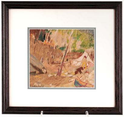 null RICHARD, René Jean (1895-1982) Campement
Pastel 
Signed on the lower left :...