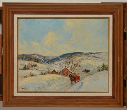 null DES CLAYES, Berthe (1877-1968) 
"Winter afternoon at St-Sauveur" 
Oil on canvas
Signed...