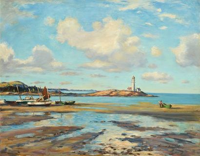 null GARSIDE, Thomas (1906-1980)
"Metis lighthouse, Leggett's Point"
Huile sur toile
Signée...