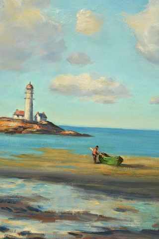 null GARSIDE, Thomas (1906-1980)
"Metis lighthouse, Leggett's Point"
Huile sur toile
Signée...